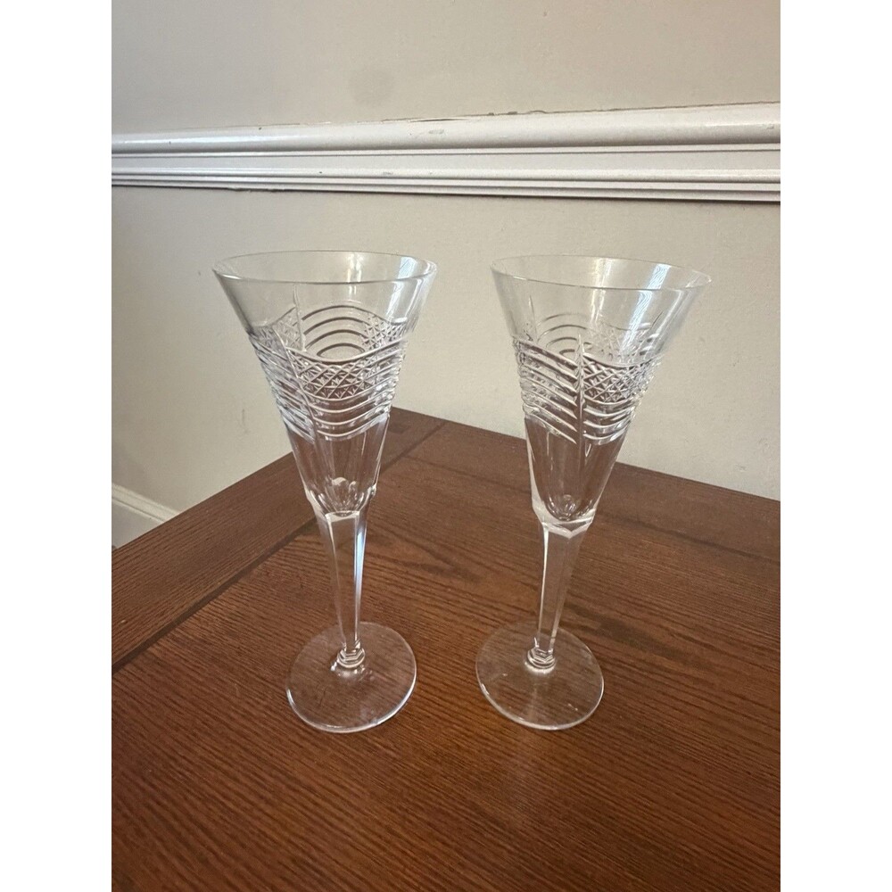 TWO Waterford Crystal Spirit of America Champagne Toasting Flutes